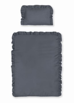 Pościel bawełniana 90x120 grafitowa dziecięca jednobarwna z falbanką Mayamoo 35