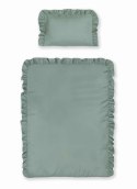Pościel bawełniana 90x120 miętowa dziecięca jednobarwna z falbanką Mayamoo 35 Pościel bawełniana 90x120 miętowa dziecięca jednobarwna z falbanką Mayamoo 35