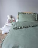 Pościel bawełniana 90x120 miętowa dziecięca jednobarwna z falbanką Mayamoo 35 Pościel bawełniana 90x120 miętowa dziecięca jednobarwna z falbanką Mayamoo 35