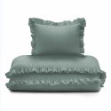 Pościel bawełniana 90x120 miętowa dziecięca jednobarwna z falbanką Mayamoo 35 Pościel bawełniana 90x120 miętowa dziecięca jednobarwna z falbanką Mayamoo 35
