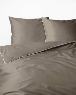 Pościel satynowa 180x200 taupe z lamówką Mako Satin 62