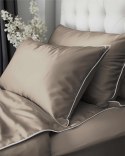 Pościel satynowa 180x200 taupe z lamówką Mako Satin 62 Pościel satynowa 180x200 taupe z lamówką Mako Satin 62