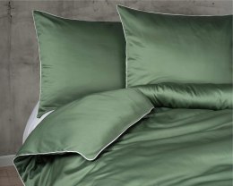 Pościel satynowa 180x200 zielona z lamówką Mako Satin 62