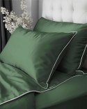 Pościel satynowa 180x200 zielona z lamówką Mako Satin 62 Pościel satynowa 180x200 zielona z lamówką Mako Satin 62