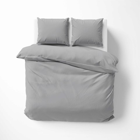 Pościel satynowa 220x200 szara jasna z lamówką Mako Satin 62 Pościel satynowa 220x200 szara jasna z lamówką Mako Satin 62