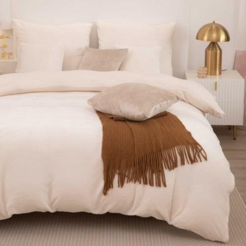 Pościel z mikrofibry 220x200 Cozy kremowa miś pluszowa I23 Pościel z mikrofibry 220x200 Cozy kremowa miś pluszowa I23