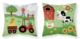 Poszewka bawełniana 40x40 Farma zielona czerwona szara PSBA 39 B Mayamoo 26