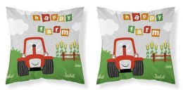 Poszewka bawełniana 40x40 Traktor czerwona zielona szara PSBA 40 B Mayamoo 26