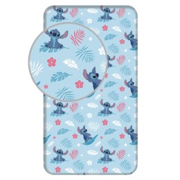 Prześcieradło bawełniane z gumką 90x200 Lilo I Stitch niebieskie dla dzieci JF24