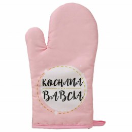Rękawica kuchenna 17x28 różowa pudrowa Kochana Babcia
