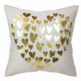 Poduszka dekoracyjna 40x40 Gold Love velvet serca biała złota Walentynki 2025