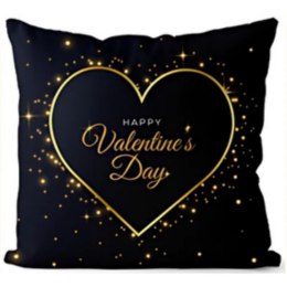 Poduszka dekoracyjna 43x43 Cleo Gold Heart czarna napisy Walentynki 2025