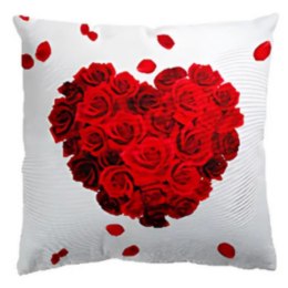 Poduszka dekoracyjna 43x43 Cleo Rose heart biała czerwona Walentynki 2025