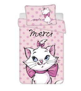 Pościel bawełniana 100x135 Marie Cat Merci różowa poszewka 40x60 JF24