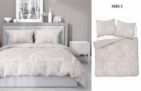 Pościel bawełniana 220x200 beżowa liście 4565 C Bawełna 37 Pościel bawełniana 220x200 beżowa liście 4565 C Bawełna 37