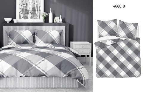 Pościel bawełniana 220x200 szara krata 4660 B Bawełna 37 Pościel bawełniana 220x200 szara krata 4660 B Bawełna 37