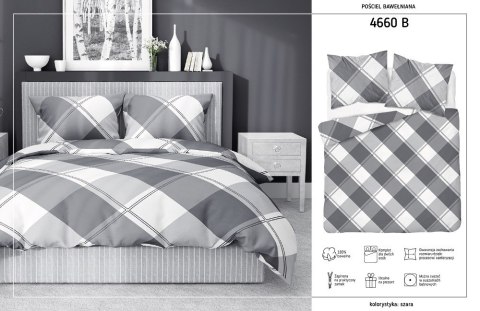 Pościel bawełniana 220x200 szara krata 4660 B Bawełna 37 Pościel bawełniana 220x200 szara krata 4660 B Bawełna 37
