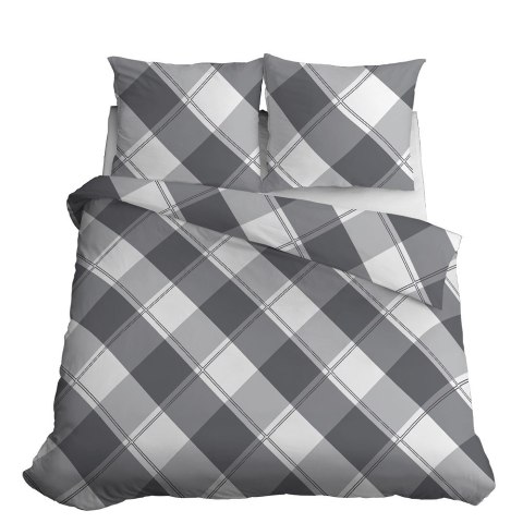 Pościel bawełniana 220x200 szara krata 4660 B Bawełna 37 Pościel bawełniana 220x200 szara krata 4660 B Bawełna 37