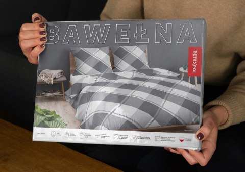 Pościel bawełniana 220x200 szara krata 4660 B Bawełna 37 Pościel bawełniana 220x200 szara krata 4660 B Bawełna 37