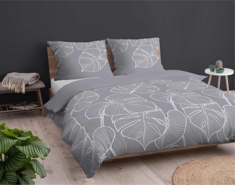 Pościel bawełniana 220x200 szara liście 4565 D Bawełna 37 Pościel bawełniana 220x200 szara liście 4565 D Bawełna 37