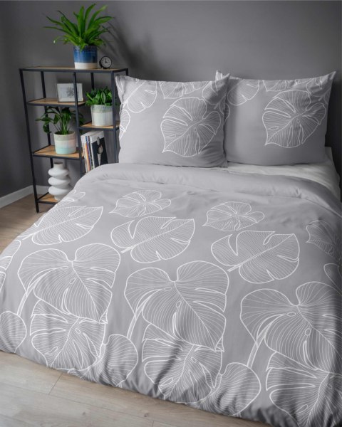Pościel bawełniana 220x200 szara liście 4565 D Bawełna 37 Pościel bawełniana 220x200 szara liście 4565 D Bawełna 37