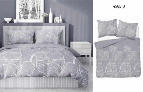 Pościel bawełniana 220x200 szara liście 4565 D Bawełna 37 Pościel bawełniana 220x200 szara liście 4565 D Bawełna 37