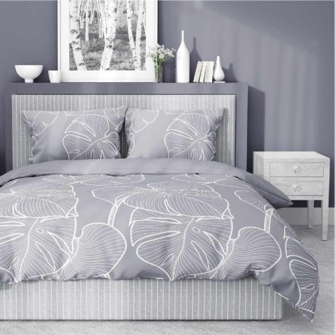 Pościel bawełniana 220x200 szara liście 4565 D Bawełna 37 Pościel bawełniana 220x200 szara liście 4565 D Bawełna 37