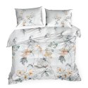 Pościel satynowa 160x200 Amelia biała szara kwiaty Premium 25 Pościel satynowa 160x200 Amelia biała szara kwiaty Premium 25