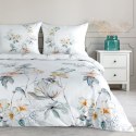 Pościel satynowa 160x200 Amelia biała szara kwiaty Premium 25 Pościel satynowa 160x200 Amelia biała szara kwiaty Premium 25