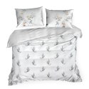 Pościel satynowa 160x200 Amelia biała szara kwiaty Premium 25 Pościel satynowa 160x200 Amelia biała szara kwiaty Premium 25