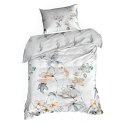 Pościel satynowa 160x200 Amelia biała szara kwiaty Premium 25 Pościel satynowa 160x200 Amelia biała szara kwiaty Premium 25