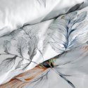 Pościel satynowa 160x200 Amelia biała szara kwiaty Premium 25 Pościel satynowa 160x200 Amelia biała szara kwiaty Premium 25