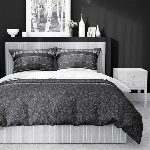 Pościel satynowa 180x200 Grafitowa z orientalnym ornamentem - elegancki wzór, 100% bawełna - 4823 A - Home Satin 71 Pościel satynowa 180x200 Grafitowa z orientalnym ornamentem - elegancki wzór, 100% bawełna - 4823 A - Home Satin 71