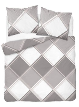 Pościel satynowa 220x200 beżowa biała kratka 4683 A Home Satin 40