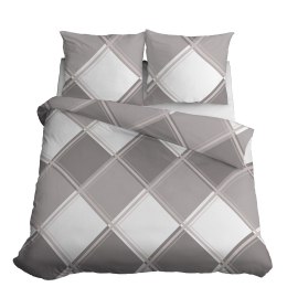 Pościel satynowa 220x200 beżowa biała kratka 4683 A Home Satin 40
