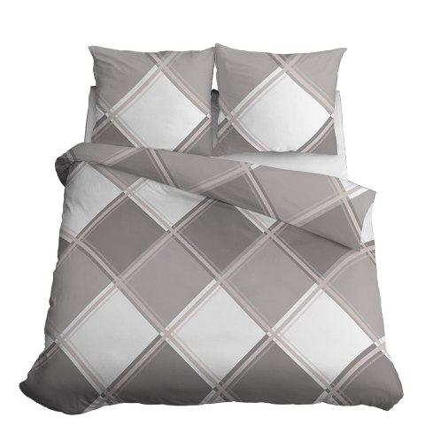 Pościel satynowa 220x200 beżowa biała kratka 4683 A Home Satin 40 Pościel satynowa 220x200 beżowa biała kratka 4683 A Home Satin 40