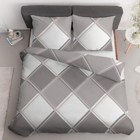 Pościel satynowa 220x200 beżowa biała kratka 4683 A Home Satin 40 Pościel satynowa 220x200 beżowa biała kratka 4683 A Home Satin 40