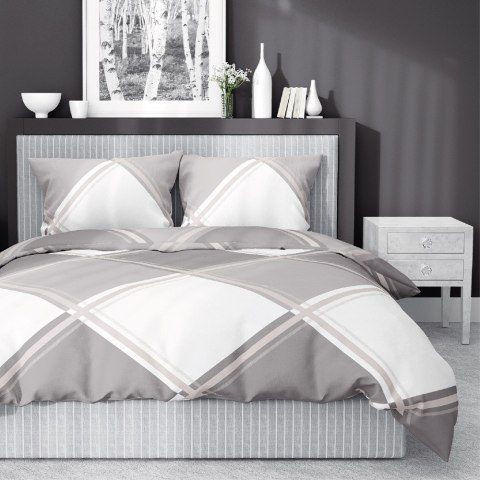 Pościel satynowa 220x200 beżowa biała kratka 4683 A Home Satin 40 Pościel satynowa 220x200 beżowa biała kratka 4683 A Home Satin 40