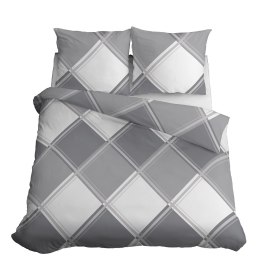 Pościel satynowa 220x200 szara biała kratka 4683 B Home Satin 40