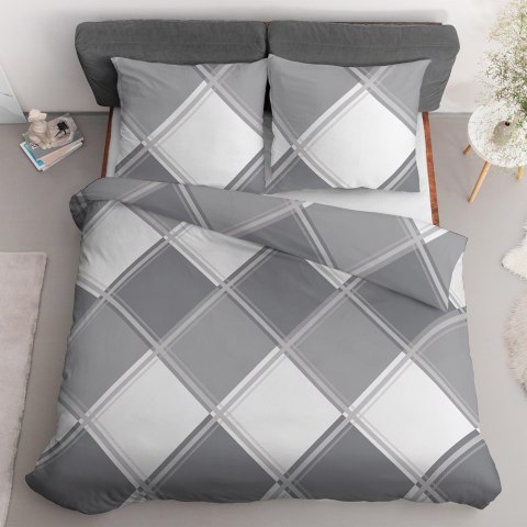 Pościel satynowa 220x200 szara biała kratka 4683 B Home Satin 40 Pościel satynowa 220x200 szara biała kratka 4683 B Home Satin 40