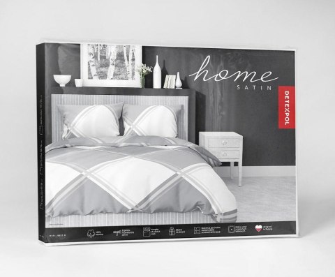 Pościel satynowa 220x200 szara biała kratka 4683 B Home Satin 40 Pościel satynowa 220x200 szara biała kratka 4683 B Home Satin 40