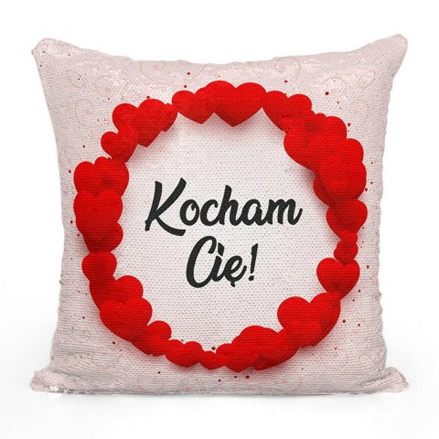Poszewka dekoracyjna 40x40 Love cekiny Kocham Cię czerwona Walentynki 2025 Poszewka dekoracyjna 40x40 Love cekiny Kocham Cię czerwona Walentynki 2025