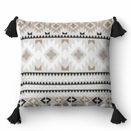 Poszewka dekoracyjna 45x45 5392 A szara beżowa czarna geometryczna Panama 58