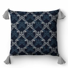 Poszewka dekoracyjna 45x45 5402 B granatowa srebrna ornamenty Panama 58