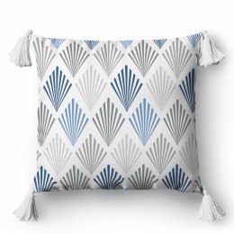 Poszewka dekoracyjna 45x45 5403 B biała szara niebieska ornamenty Panama 58