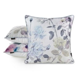 Poszewka dekoracyjna 45x45 Velvet 151 kremowa niebieska kwiaty welurowa Eurofirany