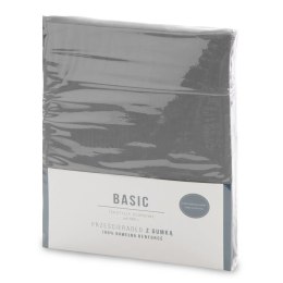 Prześcieradło z gumką 180x200 Basic stalowe jednobarwne na wysoki materac 30 cm Eurofirany