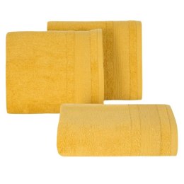 Ręcznik April 12 50x90 musztardowy z żakardową bordiurą z błyszczącą nicią 500 g/m2 Eurofirany