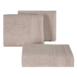 Ręcznik April 2 70x140 beżowy z żakardową bordiurą z błyszczącą nicią 500 g/m2 Eurofirany