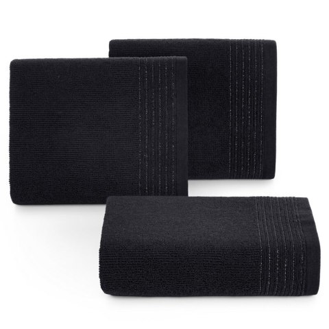 Ręcznik Lari 9 70x140 czarny z ozdobną bordiurą przetykaną błyszczącą nicią 500 g/m2 Eurofirany Ręcznik Lari 9 70x140 czarny z ozdobną bordiurą przetykaną błyszczącą nicią 500 g/m2 Eurofirany